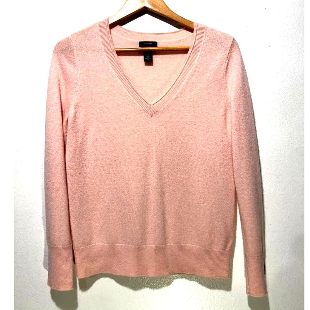 Halogen 100% cashmere sweater blush pink winter quiet luxury casual women M
